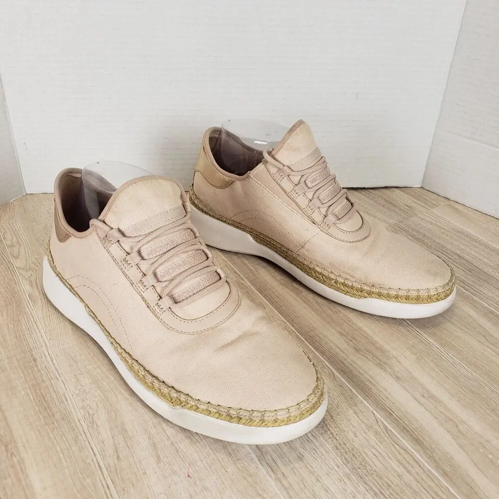 Michael Kors Finch Light Pink Canvas Leather Lace‑Up Sneakers Women’s 10M
